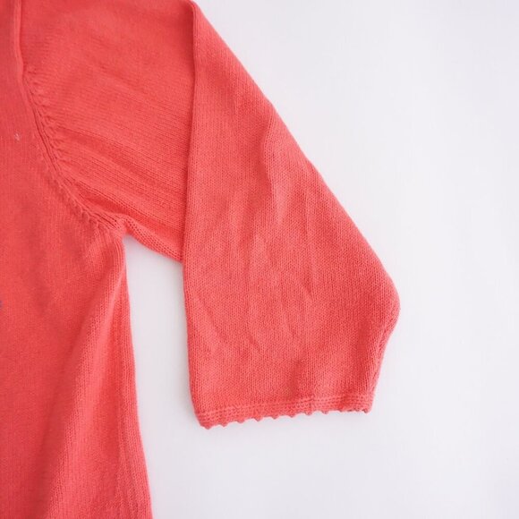 Vintage Tabi Coral Knit w Floral Aztec Cotton Blend Button Cardigan Sweater Xl - Picture 5 of 11